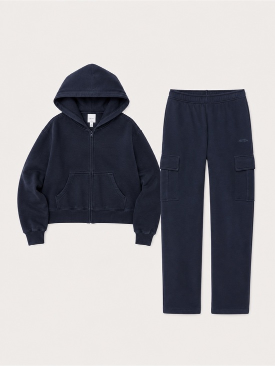 Aritzia Sweaters - Aritzia Navy Full-Zip Hoodie with Cargo Sweatpants (Admiral set)